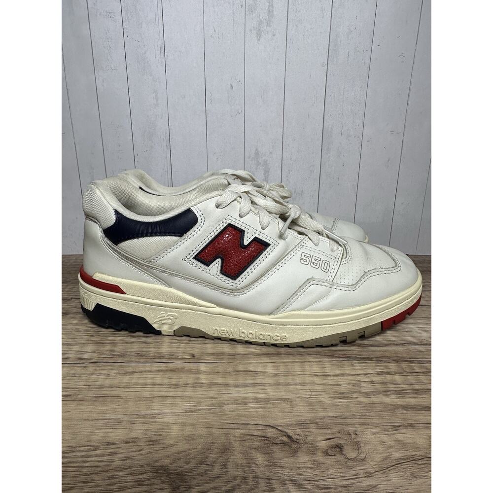 NEW BALANCE 550 AIME LEON DORE USED SIZE 9.5 ALD NB WHITE NAVY RED BB550A3